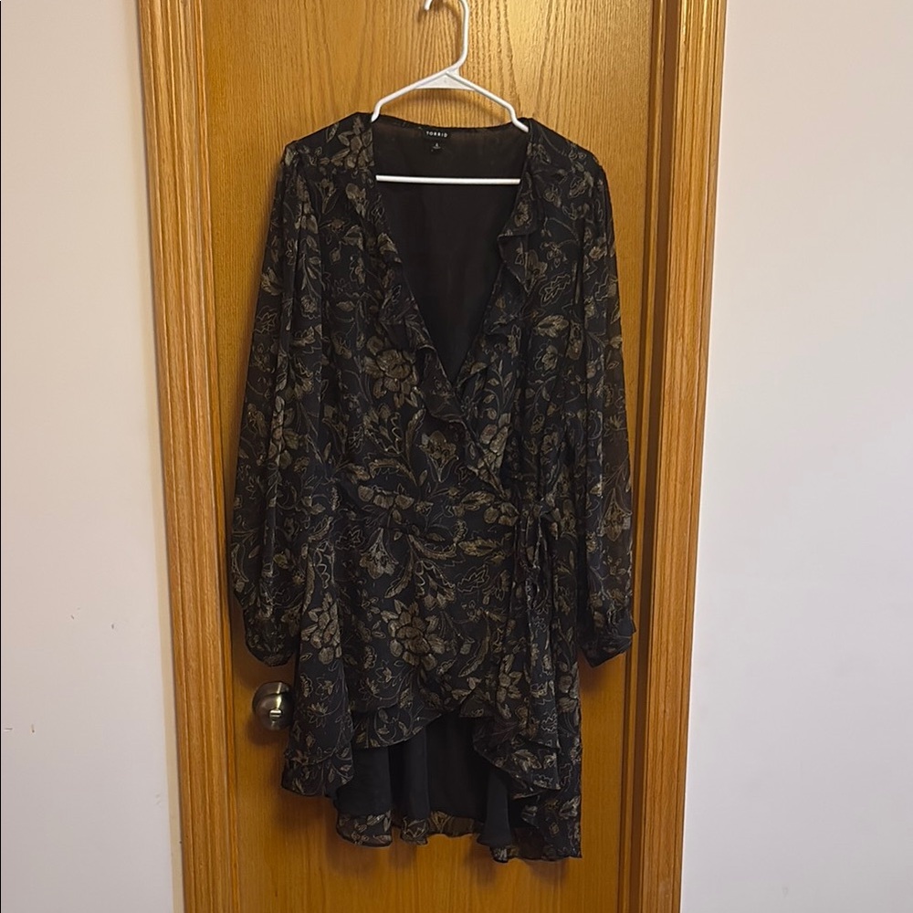 Torrid Black and Gold Floral Dress